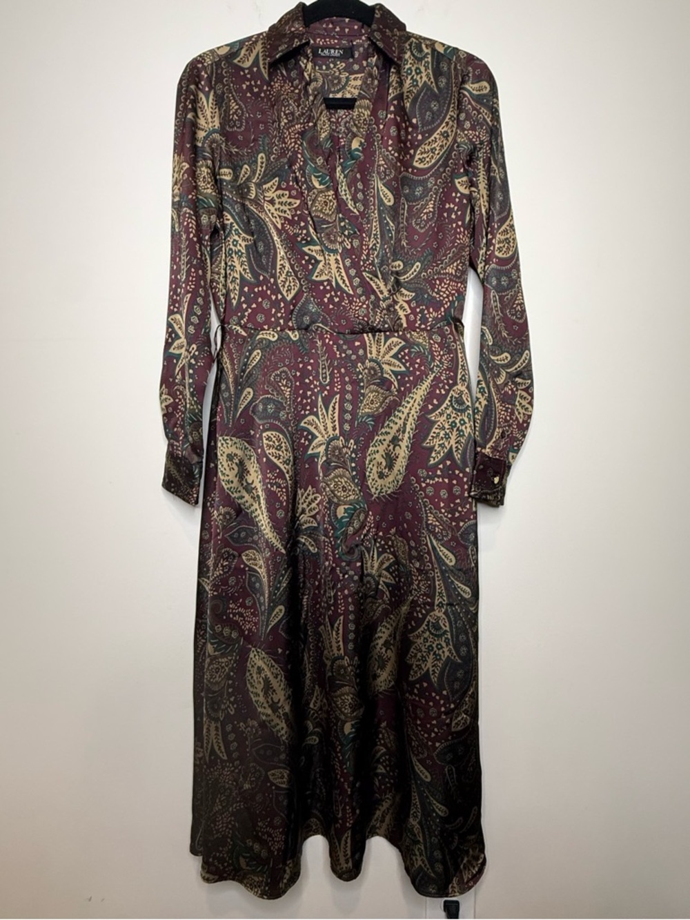 Lauren Ralph Lauren Paisley Charmeuse Midi Dres - Picture 3 of 14
